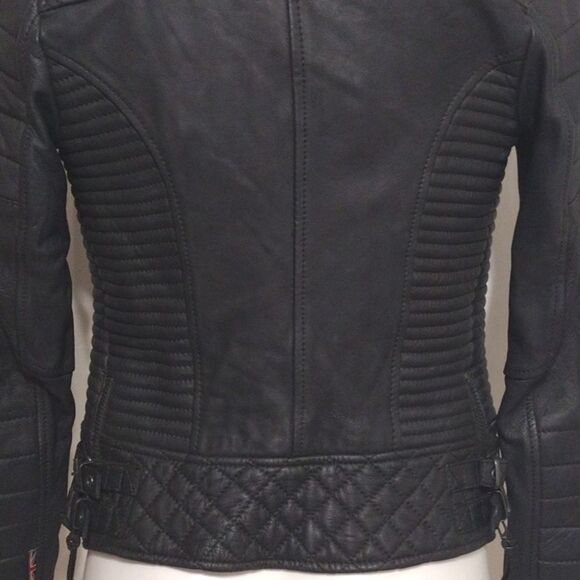 BODA SKINS N S Alexander Premium Black Leather Moto Jacket 2 Luxe Edgy Biker Fit - Picture 11 of 17